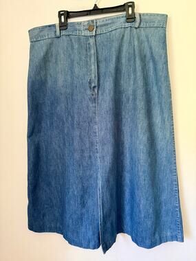 Vintage 80's Pour La Chic Denim Jean Skirt Preppy Large XL Country Chic Boho